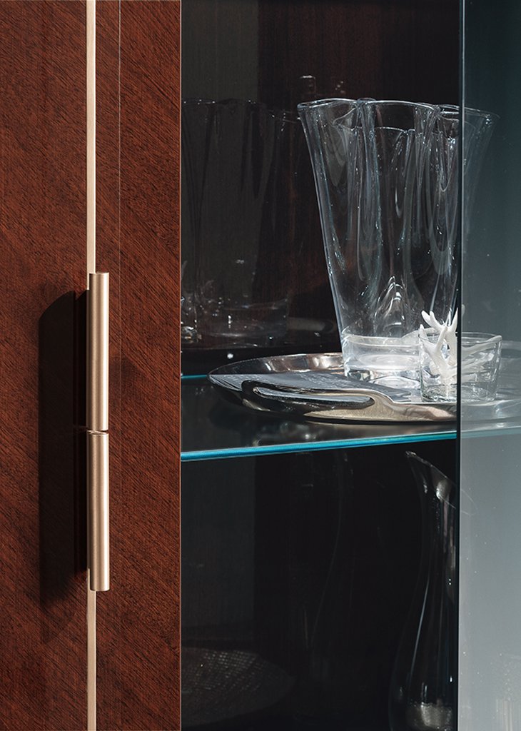 ALF Italia Bellagio extending dining table in coffee walnut and rose gold