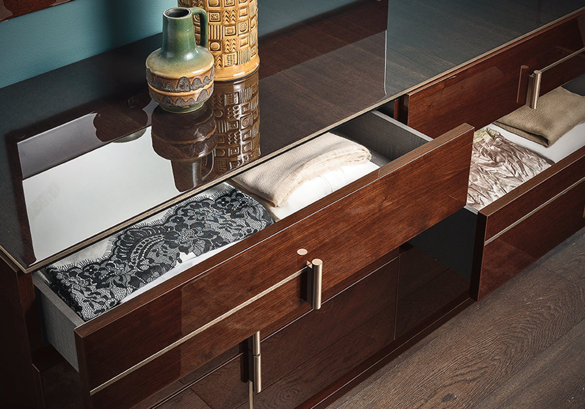 ALF Italia Bellagio dresser in coffee walnut and rose gold