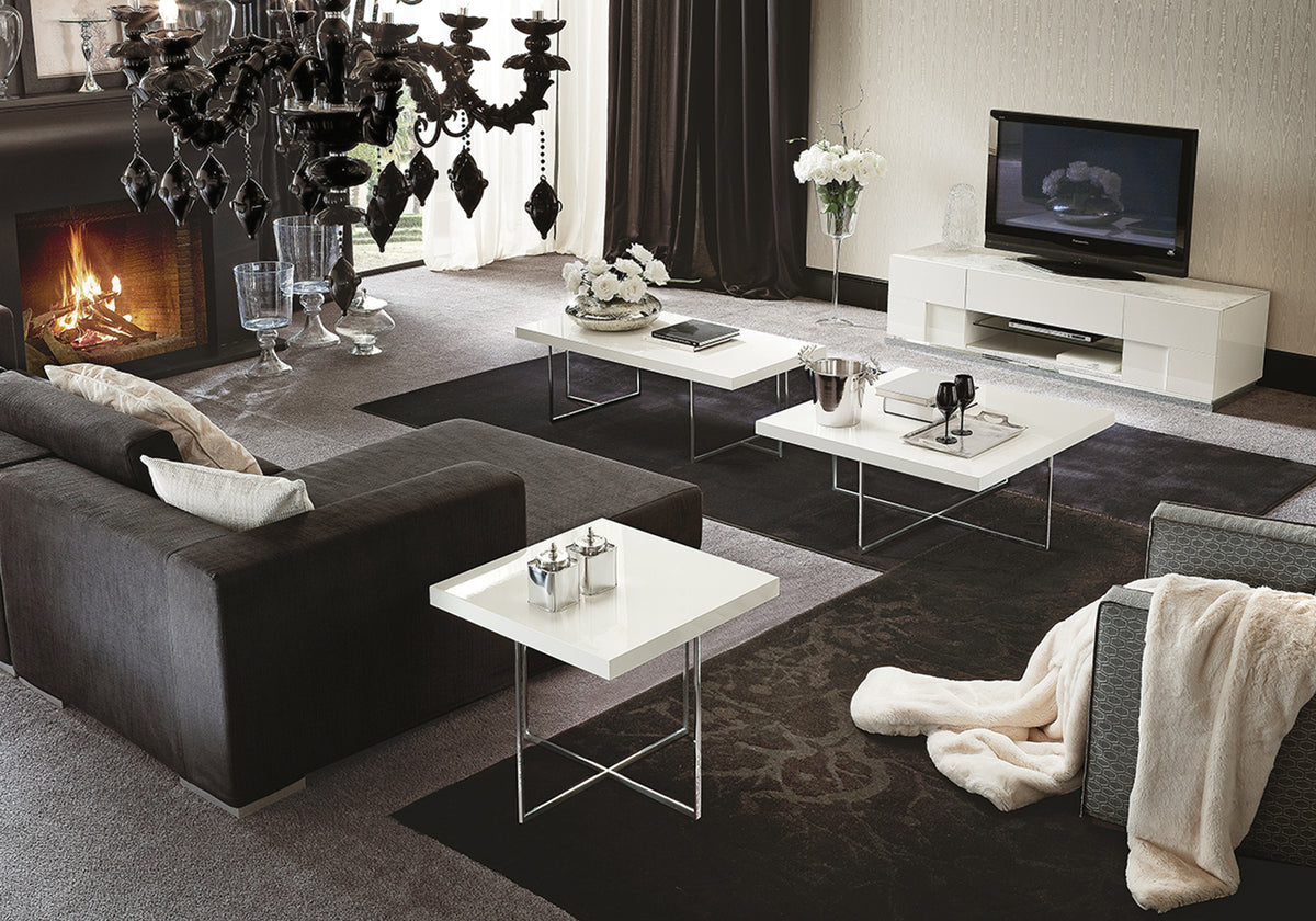ALF Italia Canova coffee table in white high gloss and marble finish