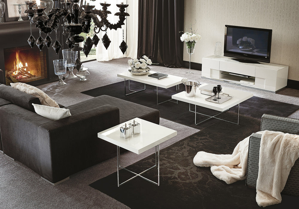ALF Italia Canova coffee table in white high gloss and marble finish