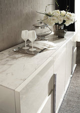 ALF Italia Canova extending dining table in white high gloss and marble finish