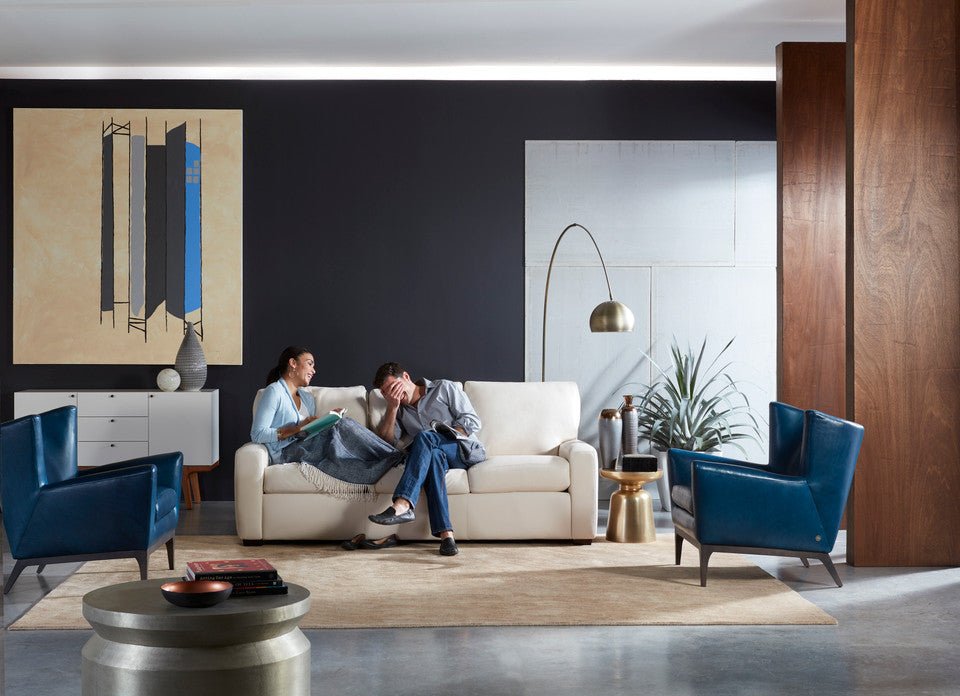 American Leather Carson Upholstered Track Arm Sectional Sofa