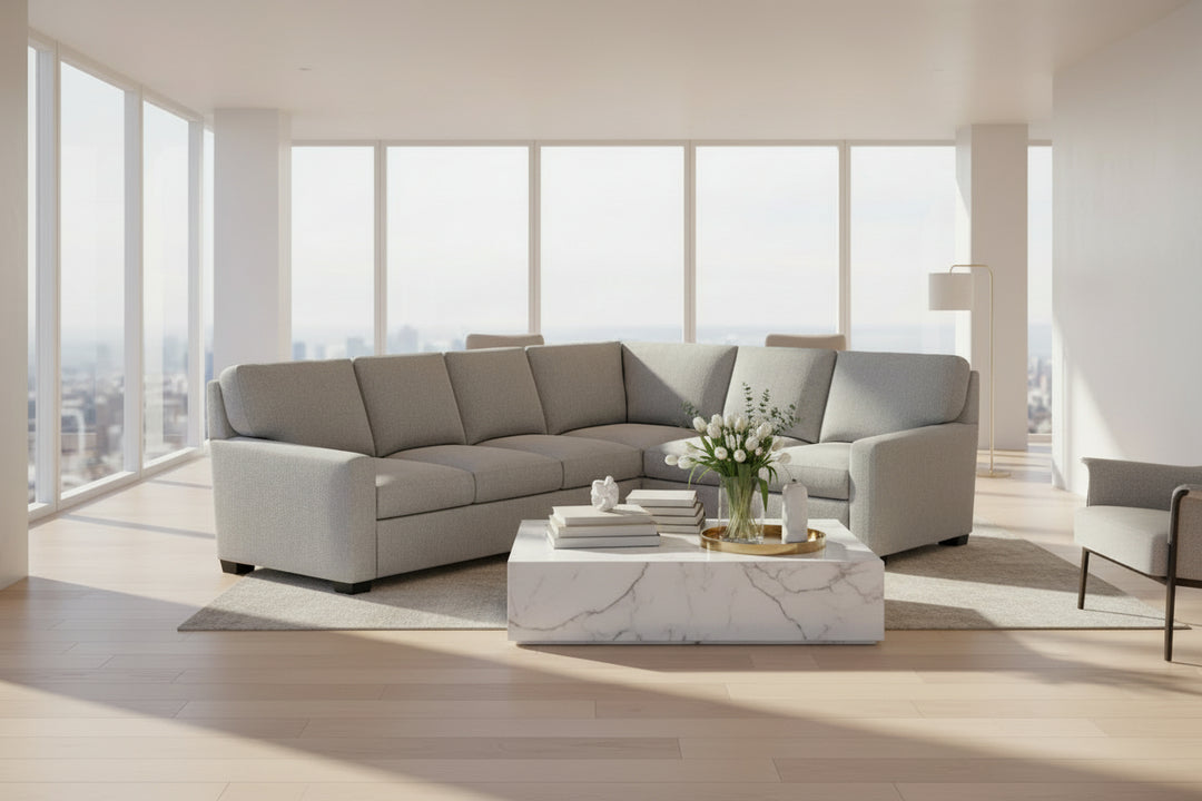 American Leather Carson Upholstered Track Arm Sectional Sofa