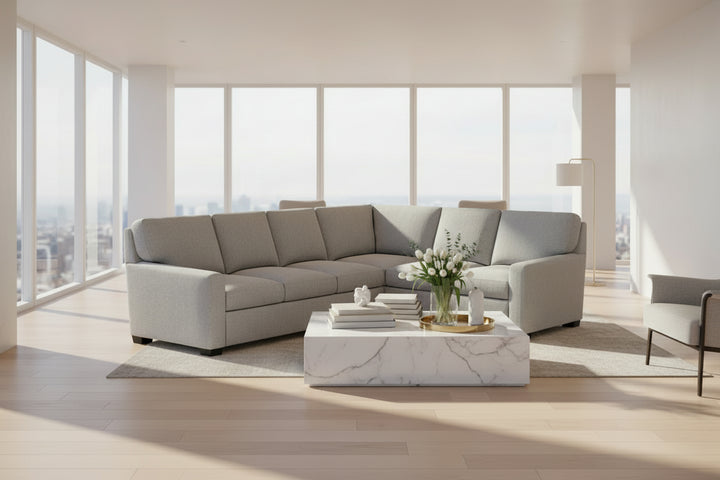 American Leather Carson Upholstered Track Arm Sectional Sofa