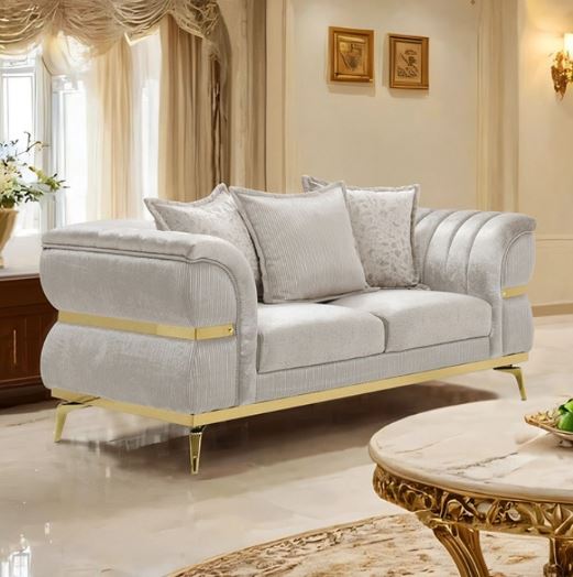 Charlevoix Glam Beige and Gold Loveseat