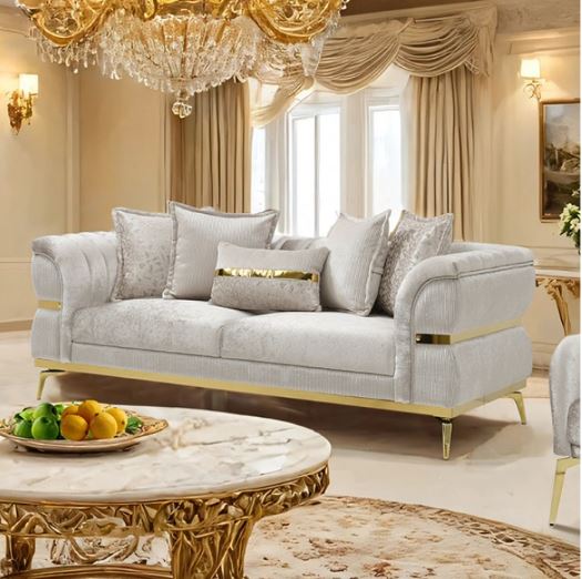 Charlevoix Glam Beige and Gold Sofa