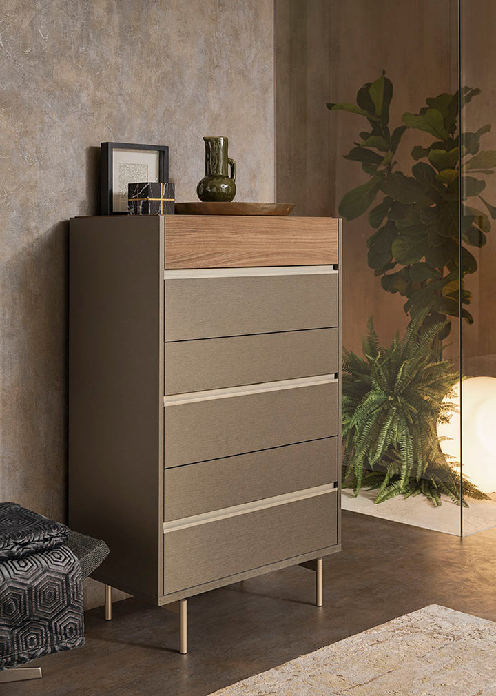 ALF Italia CityLife tall chest in walnut and matt bronze