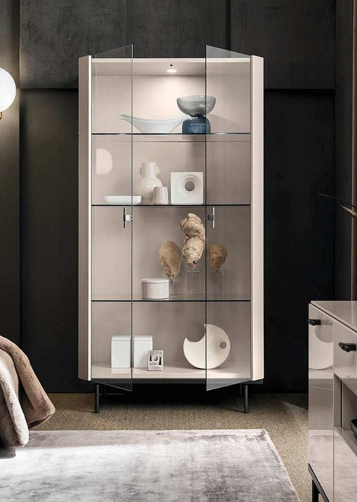ALF Italia Claire curio cabinet in pearl high gloss