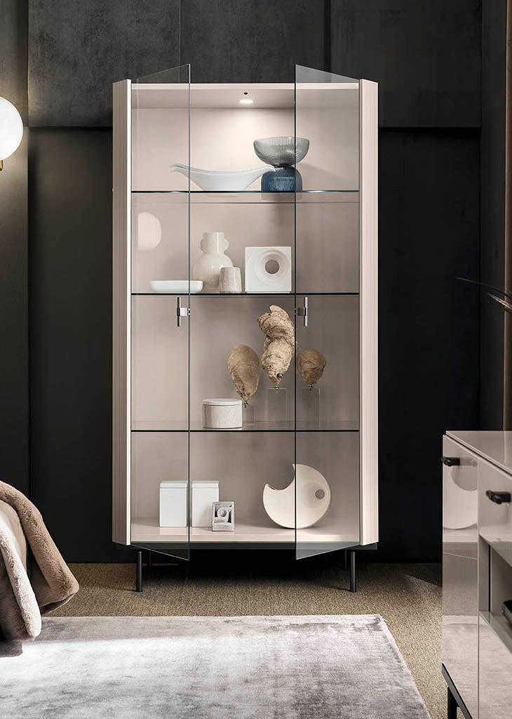 ALF Italia Claire curio cabinet in pearl high gloss