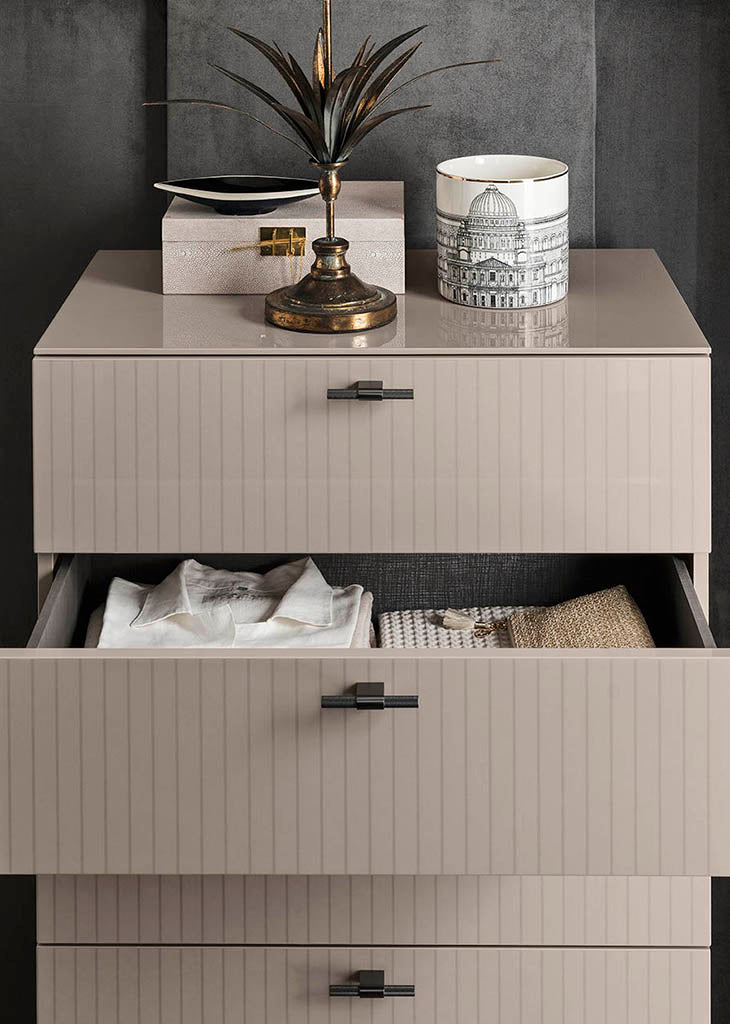 ALF Italia Claire tall chest in pearl high gloss