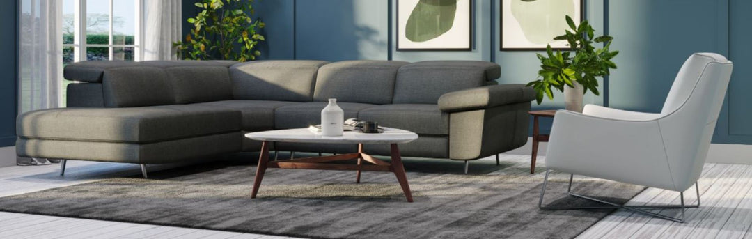 Natuzzi Editions C217 Coro Dark Grey Upholstery Sectional Sofa with Left Arm-Facing Chaise | Contempo Furniture