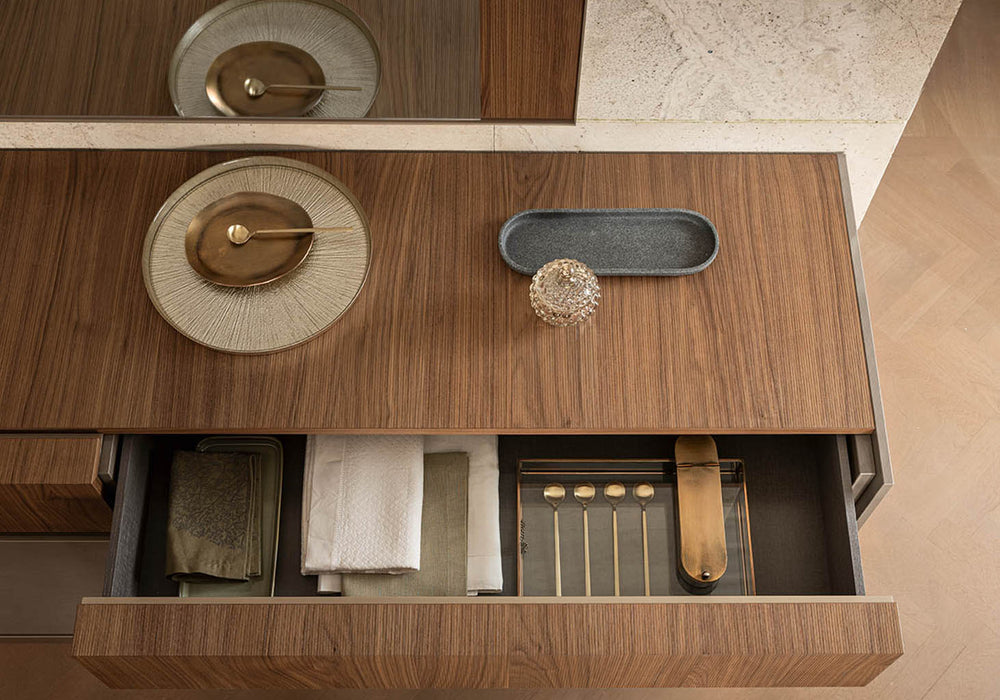 ALF Italia Corso Como buffet in walnut and brushed beige