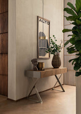 ALF Italia Corso Como curio cabinet in walnut and brushed beige