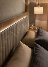 ALF Italia Corso Como bed in walnut and brushed beige