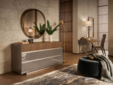 ALF Italia Corso Como nightstand in walnut and brushed beige