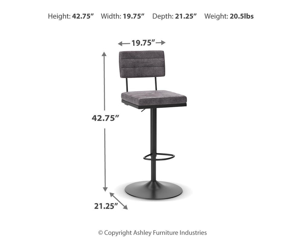 Strumford Bar Height Bar Stool - Dark Gray (4)