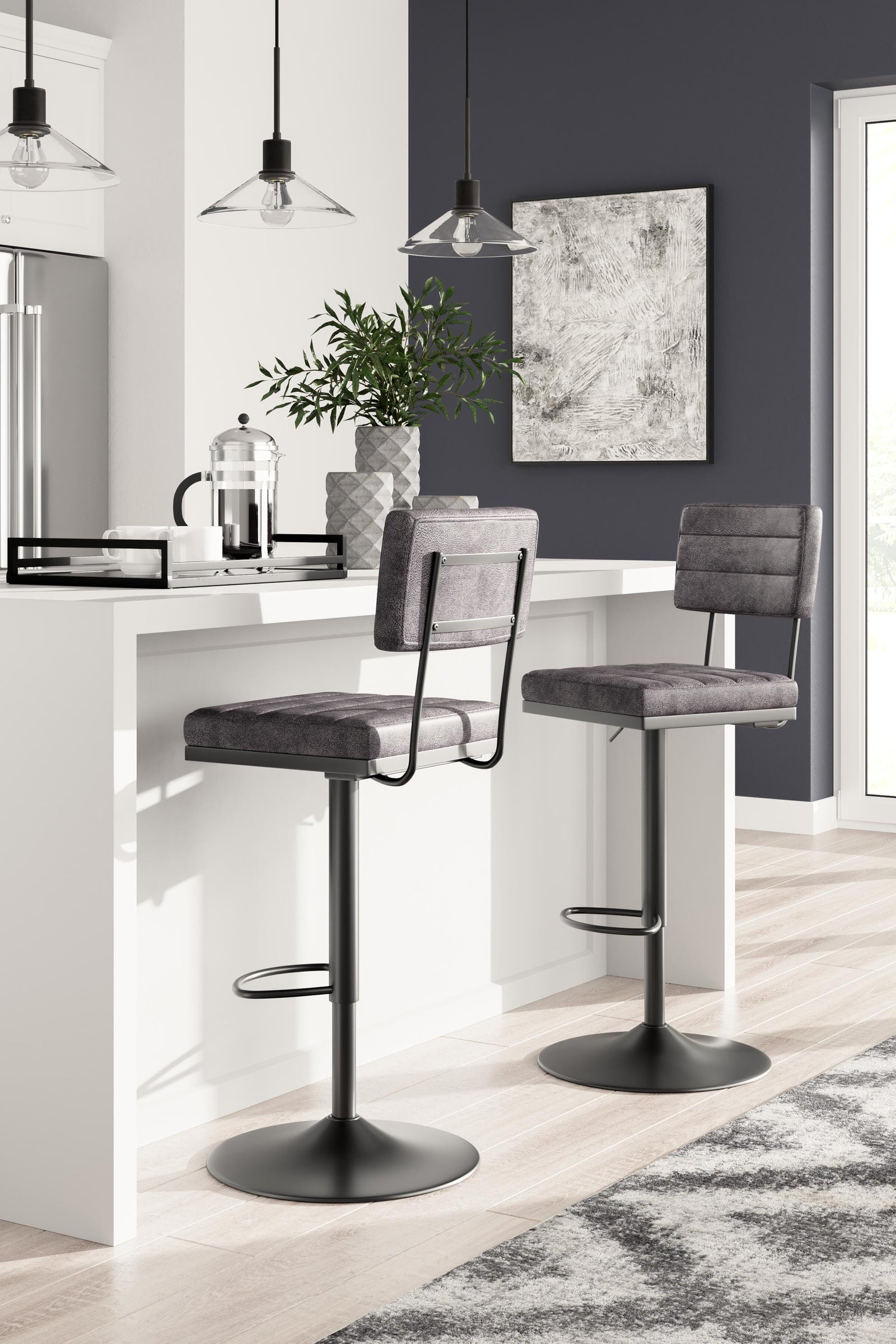 Strumford Bar Height Bar Stool - Dark Gray (2)