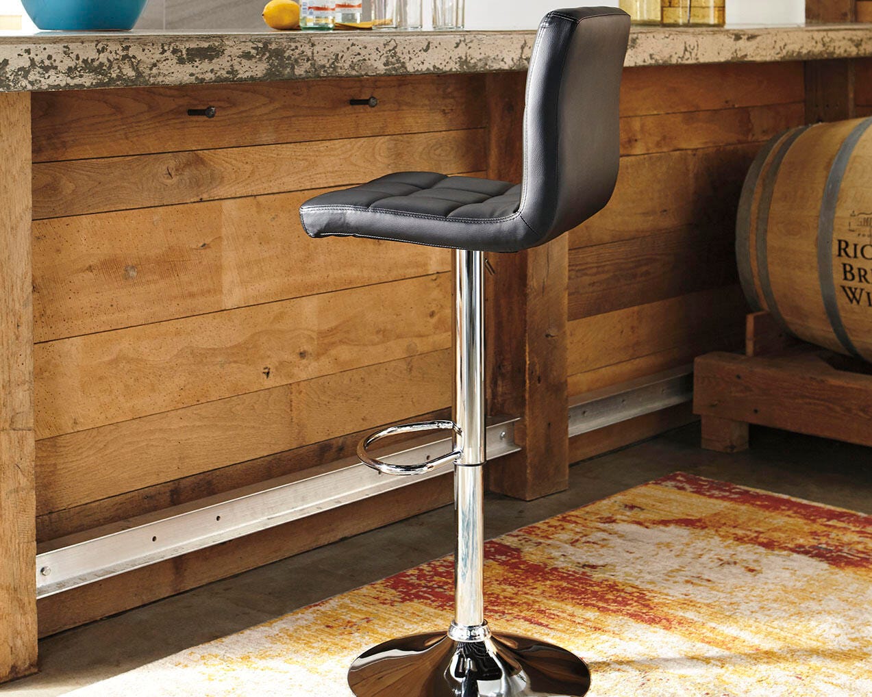 Bellatier Adjustable Height Bar Stool - Black (2)