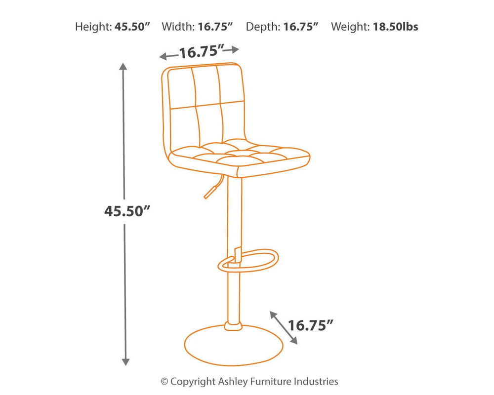 Bellatier Adjustable Height Bar Stool - Black (6)