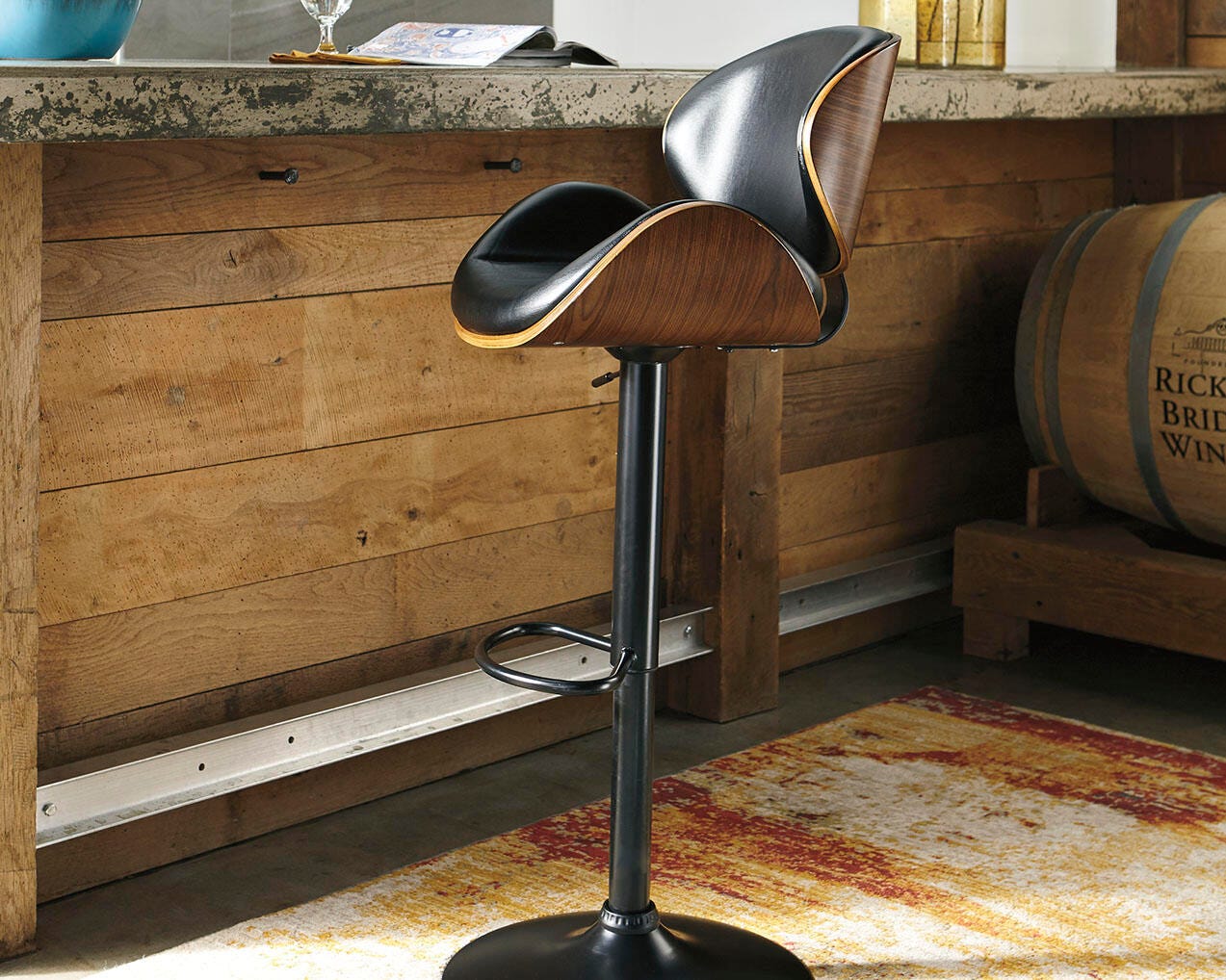 Bellatier Adjustable Height Bar Stool - Dark Brown (2)