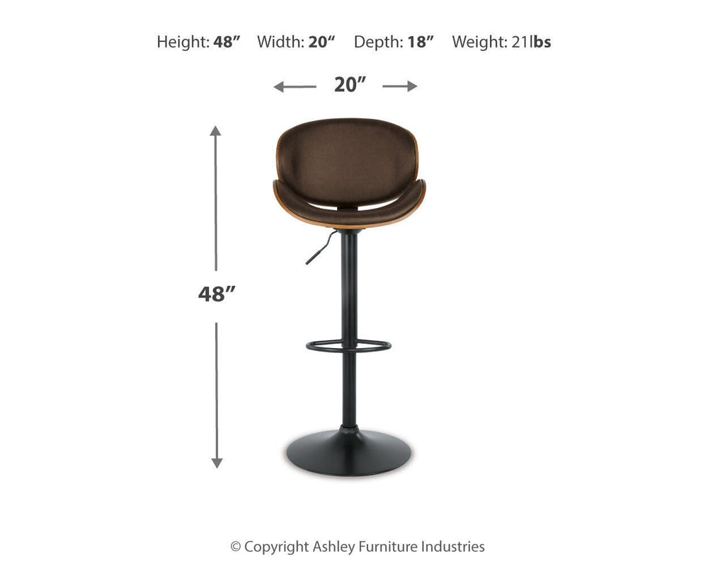 Bellatier Adjustable Height Bar Stool - Dark Brown (4)