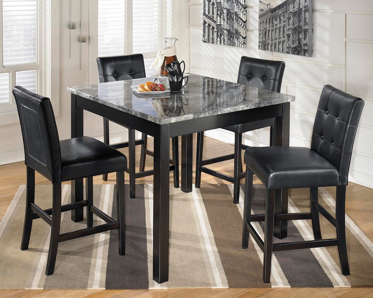 Maysville Counter Height Dining Table and Bar Stools (Set of 5) - Black (2)