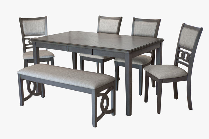 Gia 5 Pc 60" Dining Table &amp; 4 Chairs-Gray