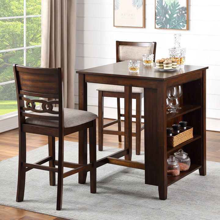 Gia 3 Pc 30" Storage Counter Table &amp; 2 Chairs-Cherry