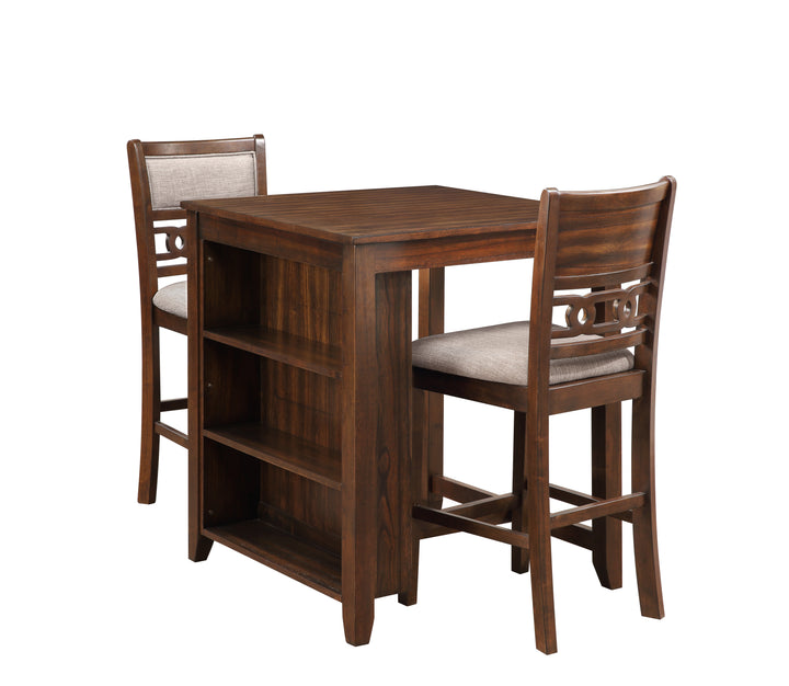 Gia 3 Pc 30" Storage Counter Table &amp; 2 Chairs-Cherry