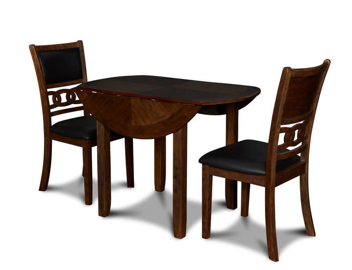 Gia 3 Pc 42" Drop Leaf Dining Table &amp; 2 Chairs-Brown
