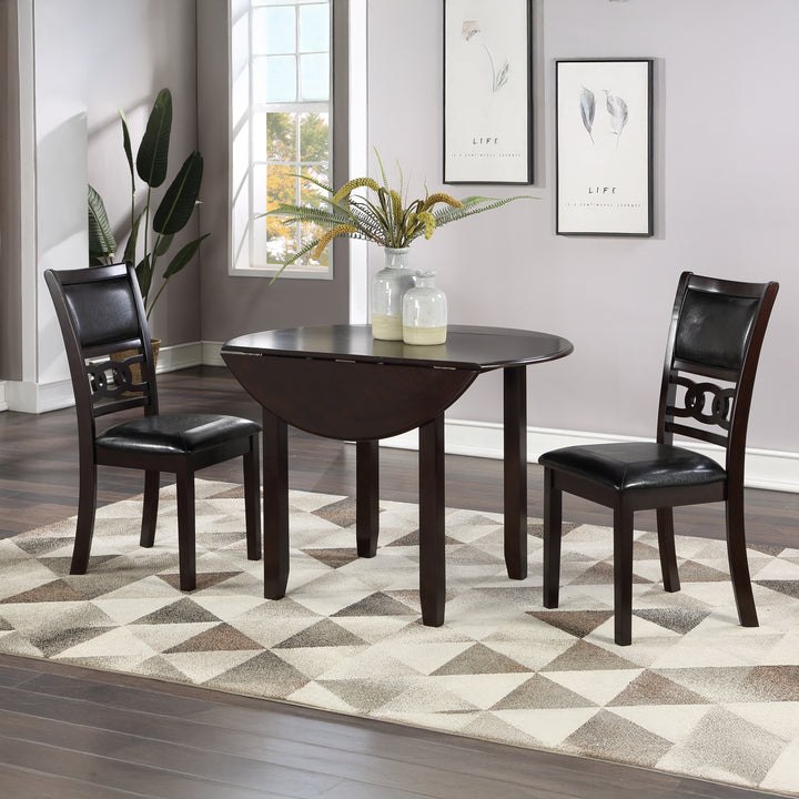 Gia 3 Pc 42" Drop Leaf Dining Table &amp; 2 Chairs-Ebony