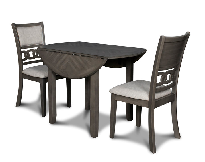 Gia 3 Pc 42" Drop Leaf Dining Table &amp; 2 Chairs-Gray