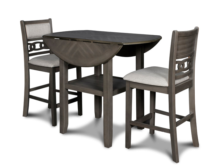 Gia 3 Pc 42" Counter Drop Leaf Table &amp; 2 Chairs-Gray