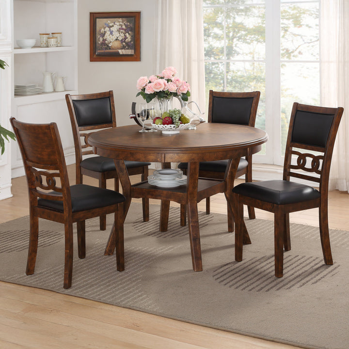 Gia 5 Pc 47" Round Dining Table &amp; 4 Chairs-Brown