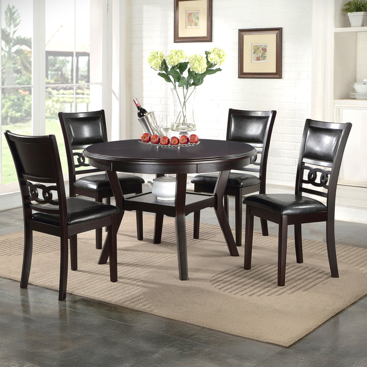 Gia 5 Pc 47" Round Dining Table &amp; 4 Chairs-Ebony