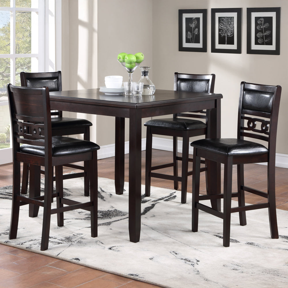 Gia 5 Pc 42" Square Counter Table & 4 Chairs-Ebony
