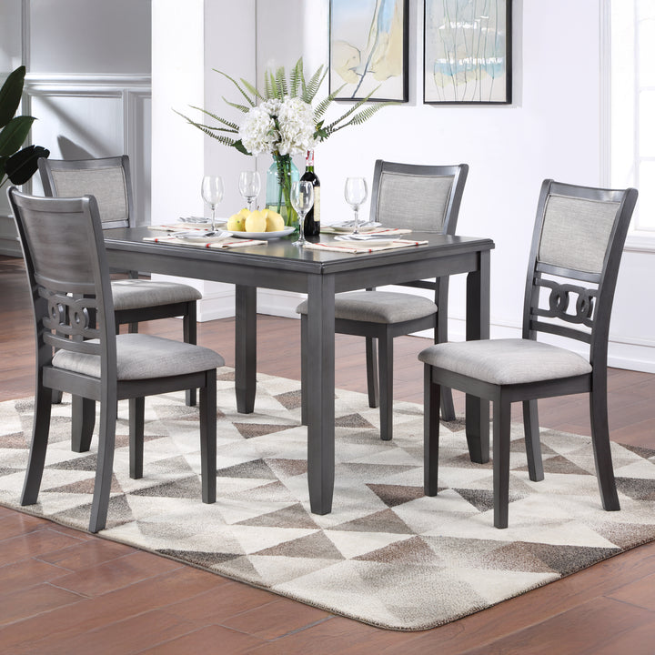 Gia 5 Pc 48" Rectangle Dining Table &amp; 4 Chairs-Gray