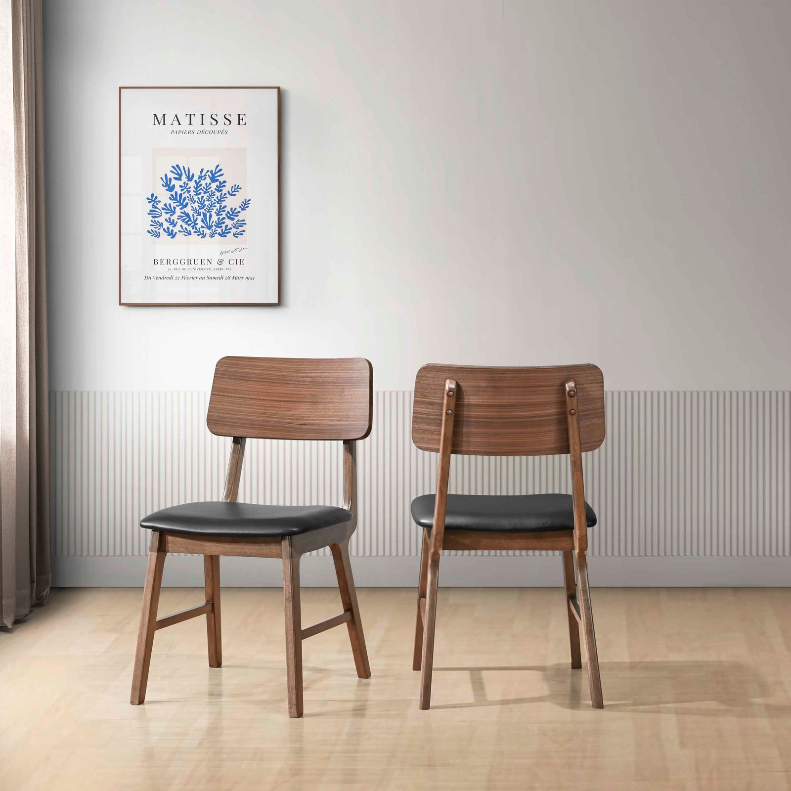 Thea Wood Back Side Chair W/black Seat (2 Per Carton)-Walnut