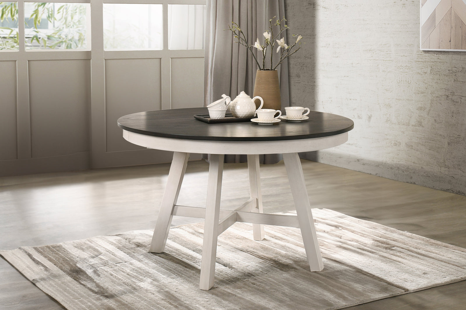Maisie Round Table-White/brown