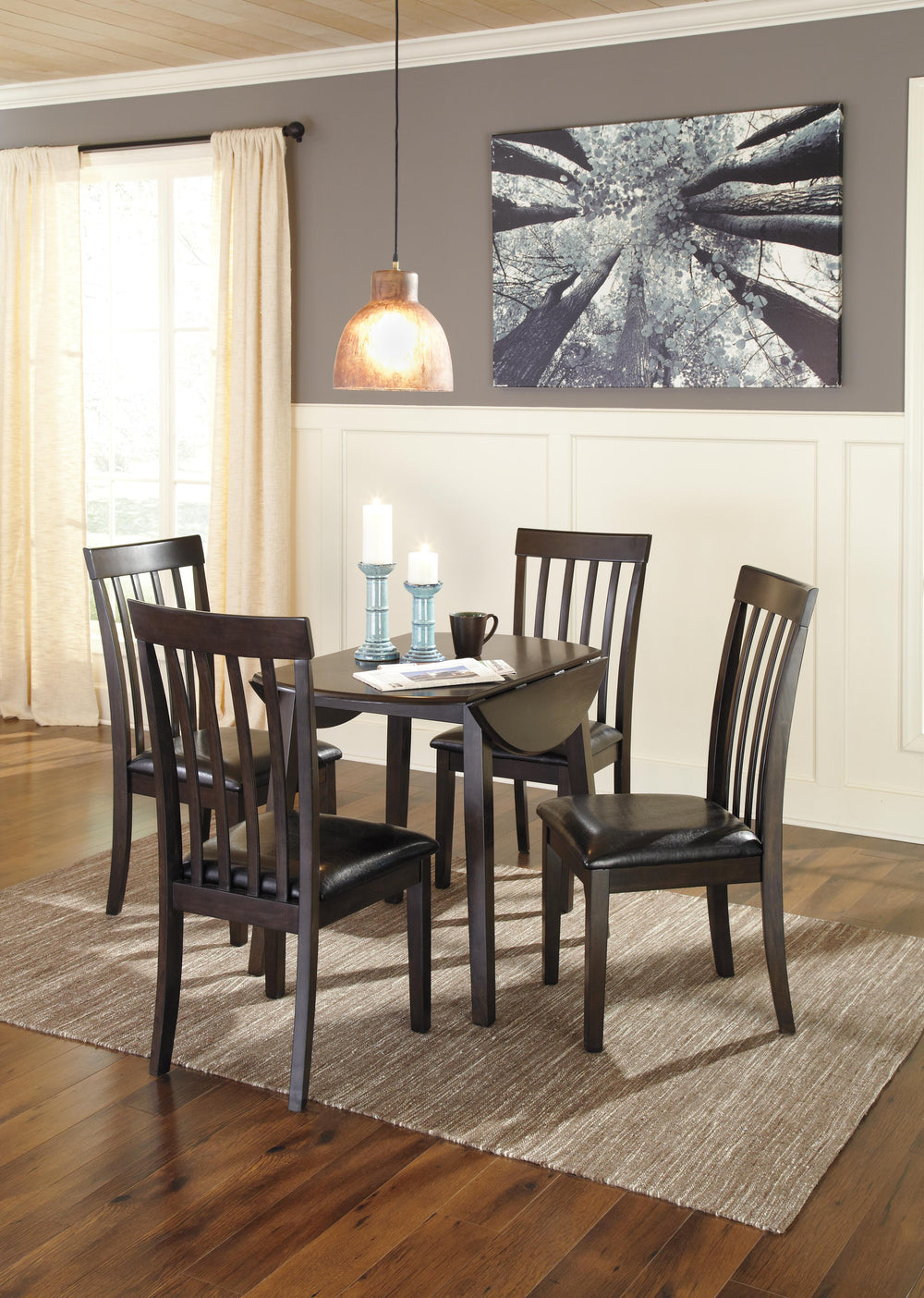 Hammis Dining Drop Leaf Table - Dark Brown (5)