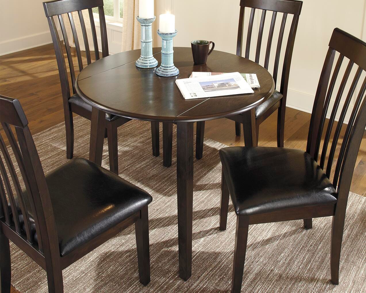 Hammis Dining Drop Leaf Table - Dark Brown (2)
