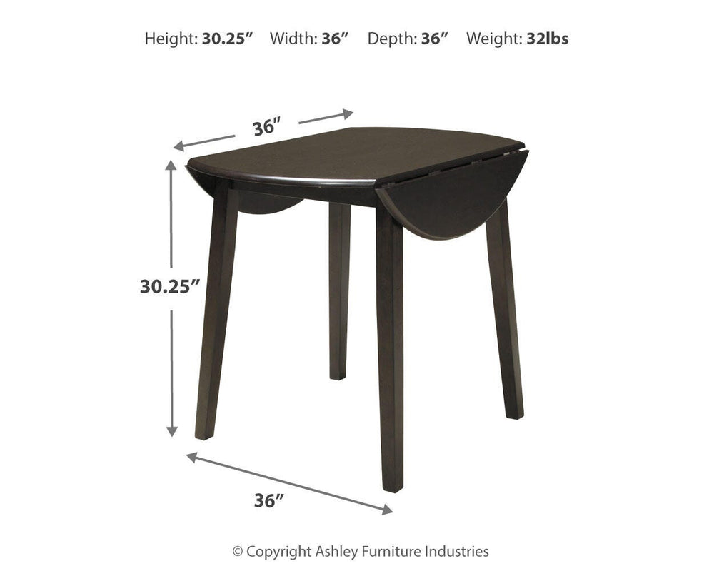 Hammis Dining Drop Leaf Table - Dark Brown (4)