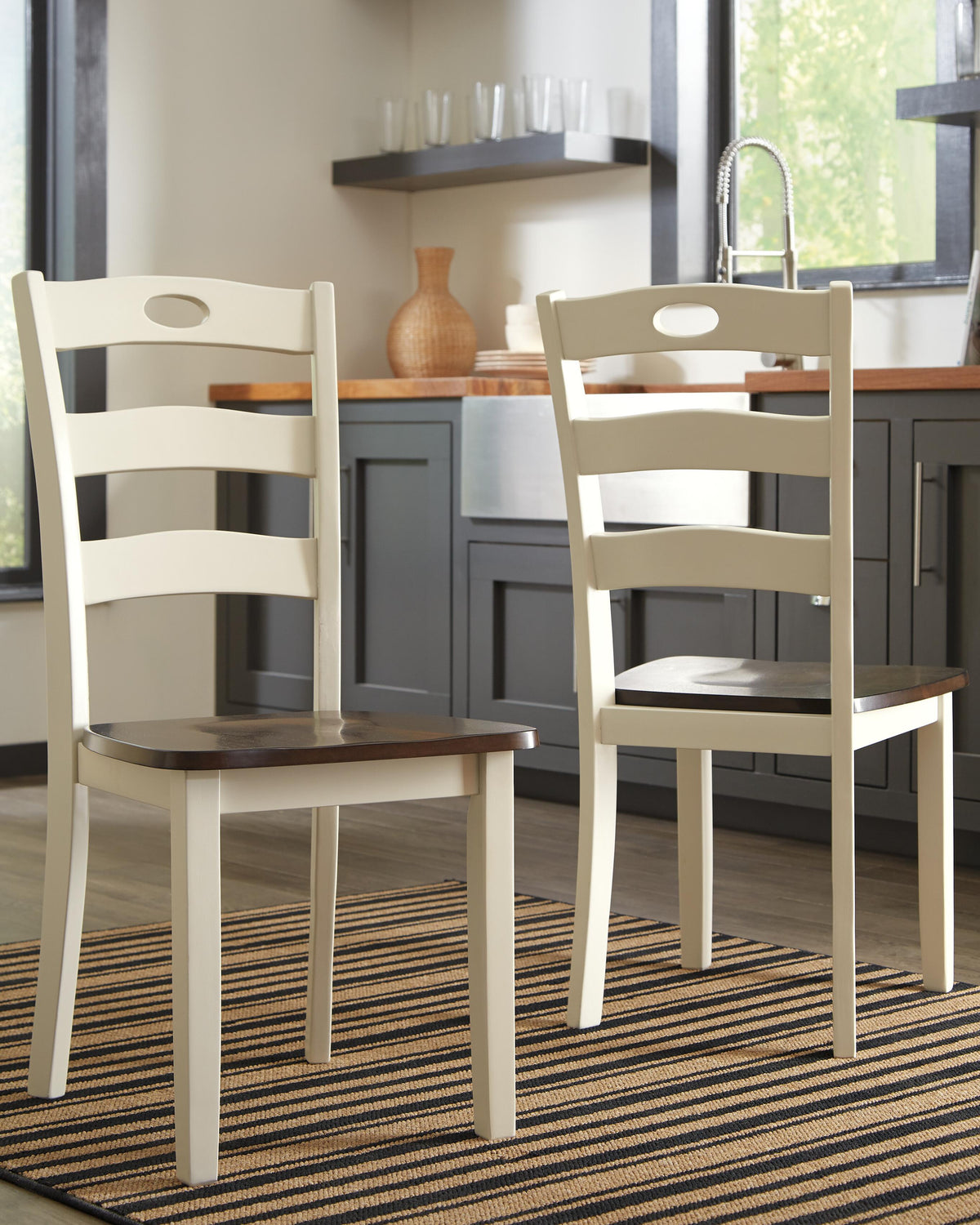 Woodanville Dining Chair (Set of 2) - Cream/Brown (2)