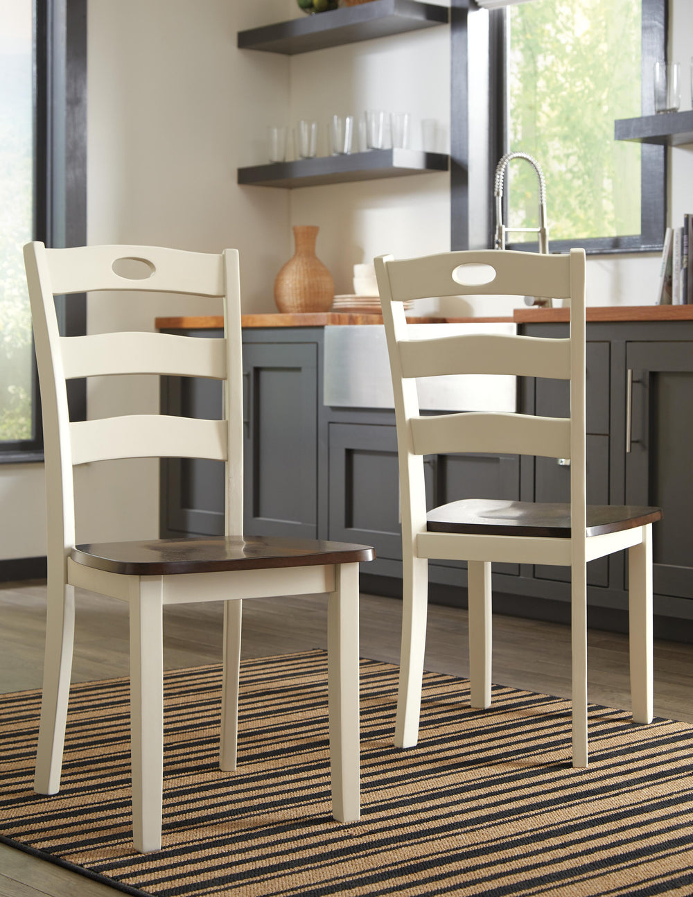 Woodanville Dining Table with 2 Chairs - Cream/Brown (7)