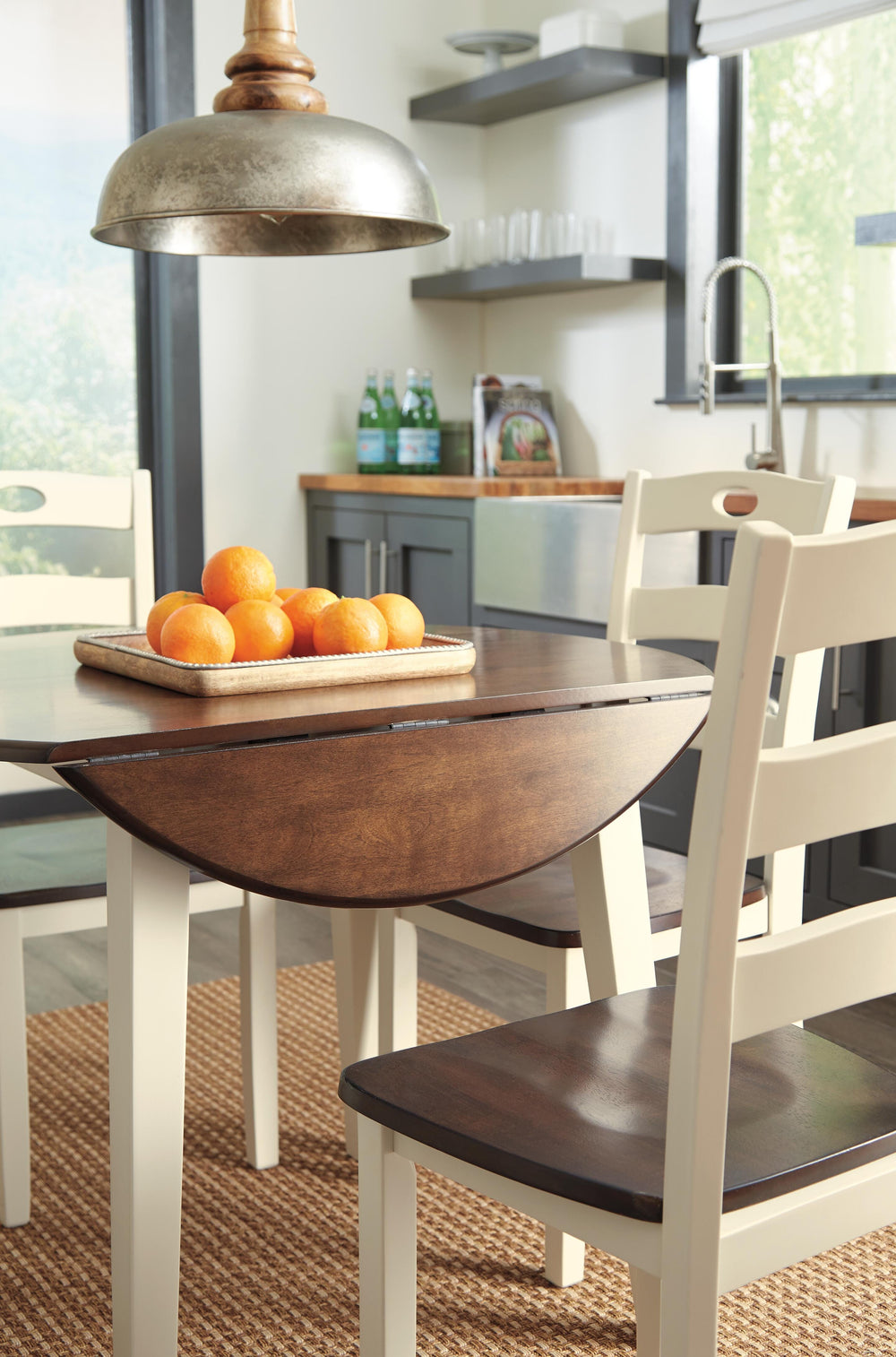 Woodanville Dining Table with 4 Chairs - Cream/Brown (4)