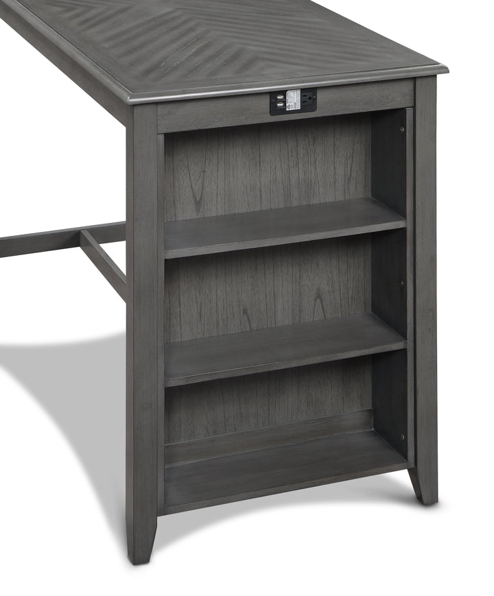 Amy 5 Pc 60" Counter Storage Table+chairs-Gray