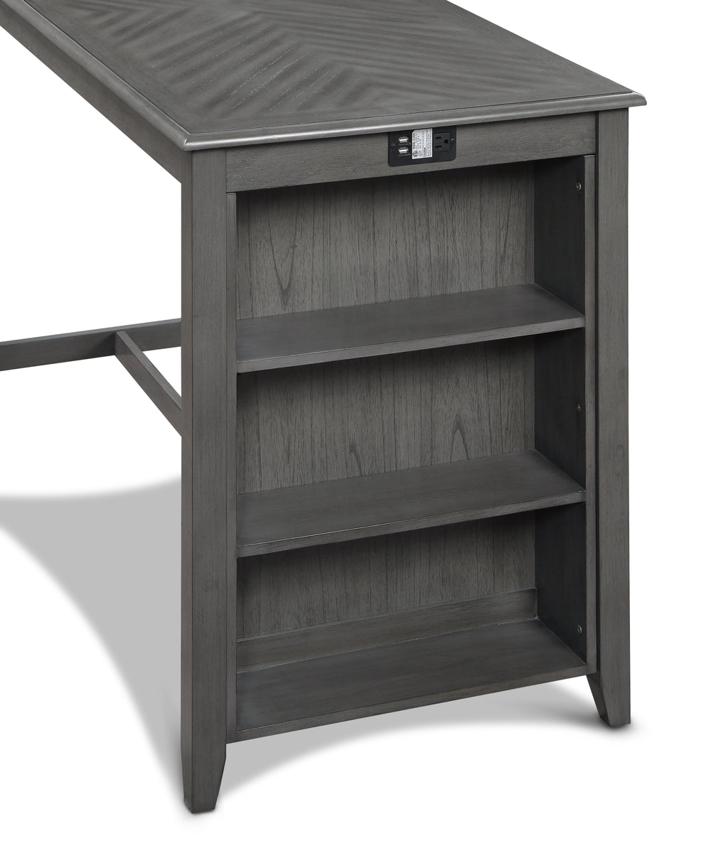 Amy 5 Pc 60" Counter Storage Table+chairs-Gray