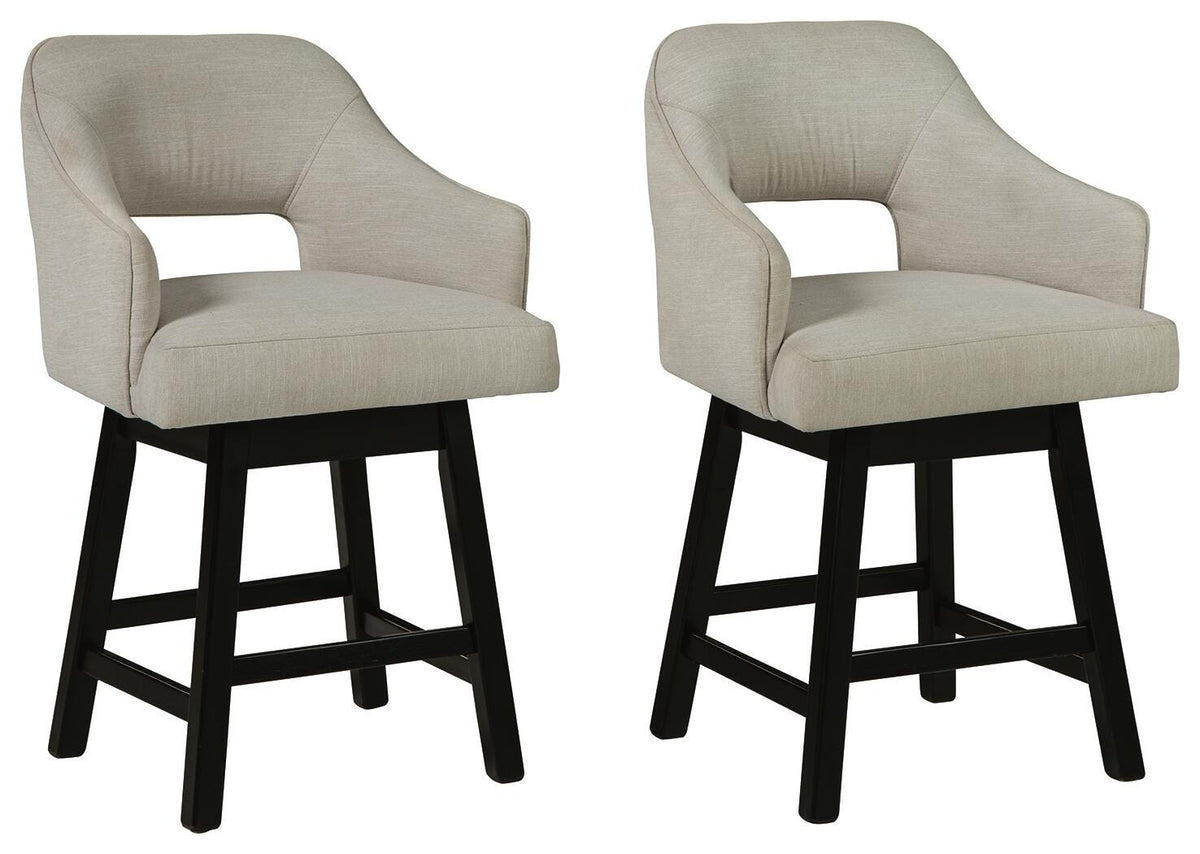 Tallenger Counter Height Bar Stool (Set of 2) - Linen/Brown (1)