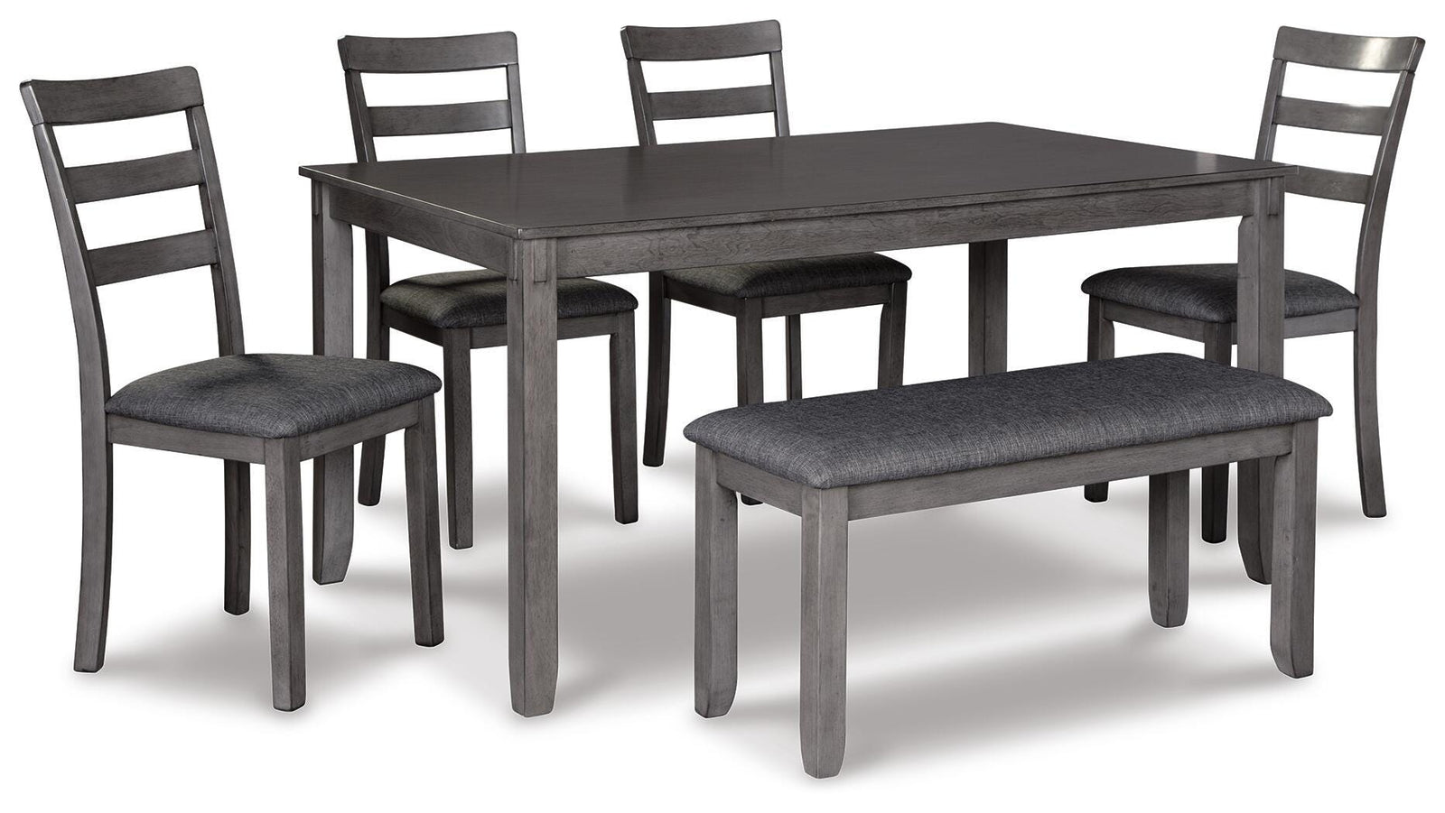 Bridson Dining Table and Chairs with Bench (Set of 6) - Gray (1)