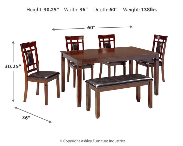 Bennox Dining Table and Chairs with Bench (Set of 6) - Dark Brown (3)